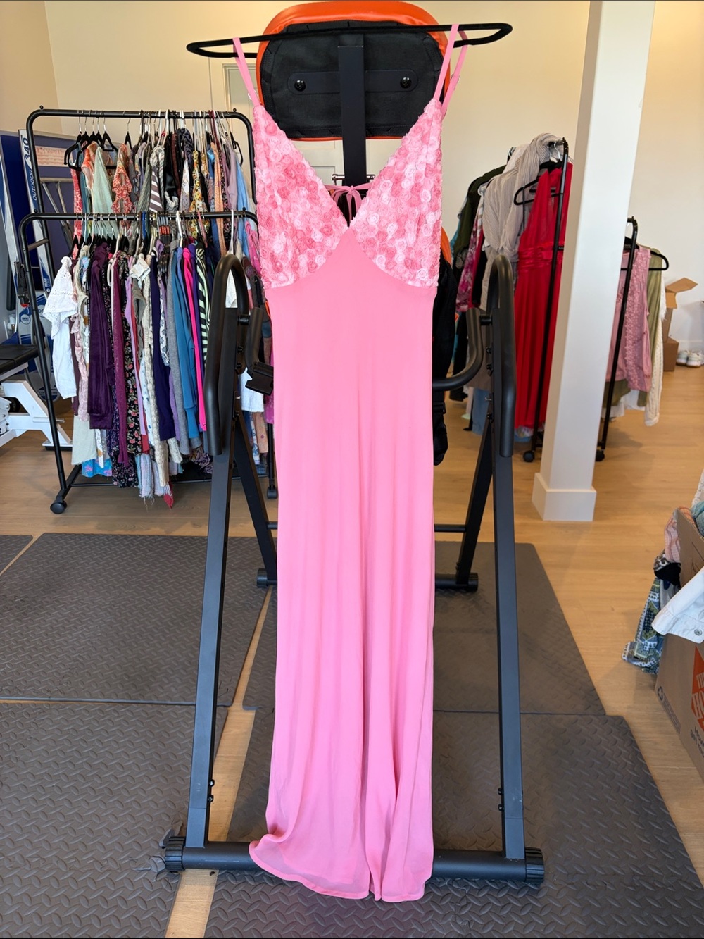 wild fable Pink Lace-Trim Slip Maxi Dress